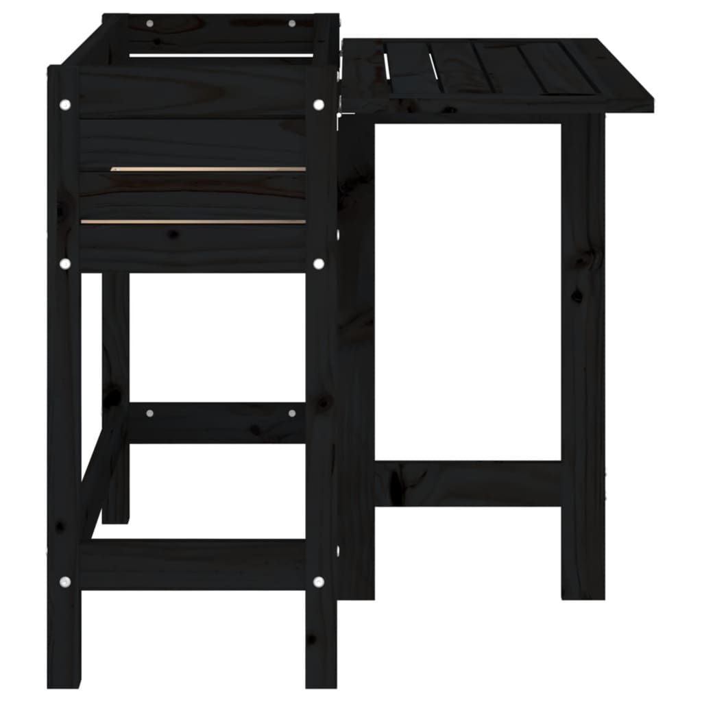 vidaXL Ζαρντινιέρα Κήπου με Πτυσσόμενο Τραπέζι Μαύρη Μασίφ Ξύλο Πεύκου