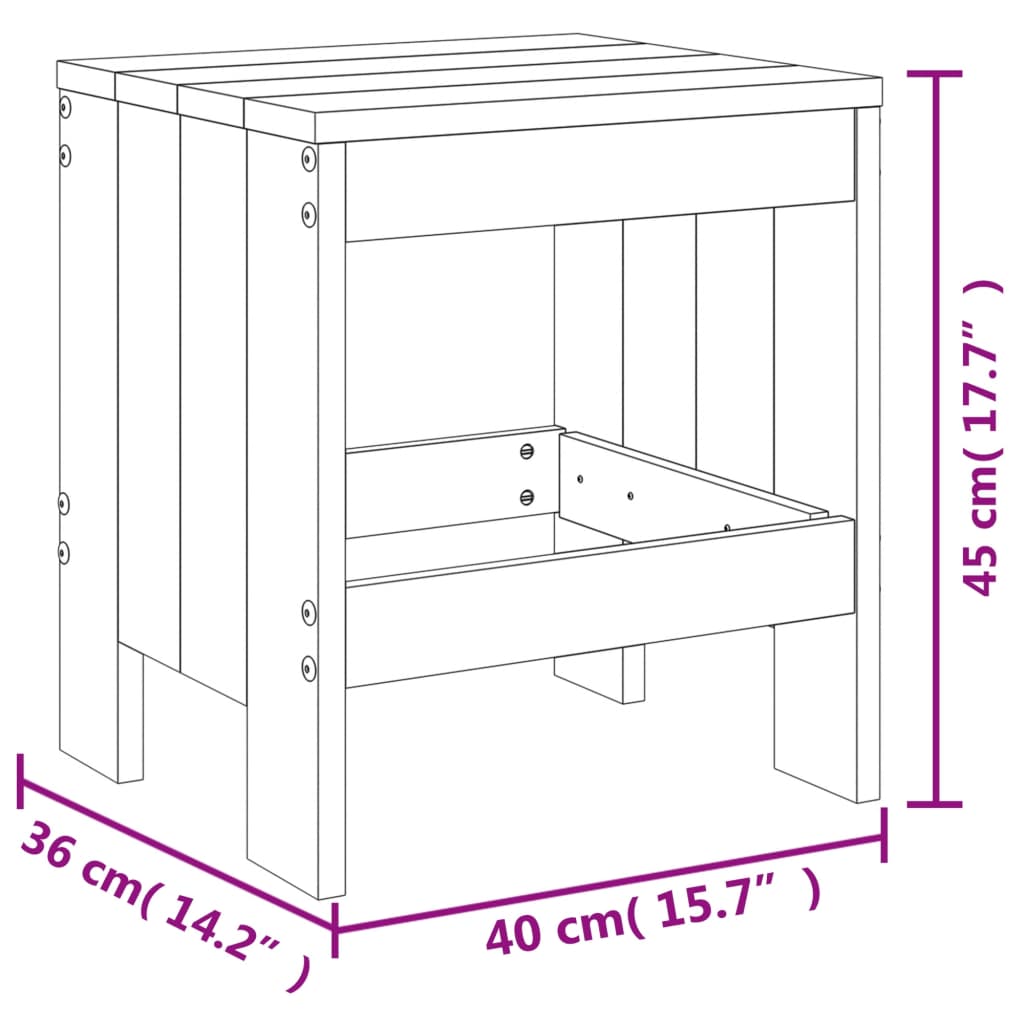 vidaXL Σκαμπό Κήπου 2 Τεμ. Λευκά 40 x 36 x 45εκ. από Μασίφ Ξύλο Πεύκου