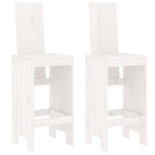 vidaXL Σκαμπό Μπαρ 2 τεμ. Λευκά 40 x 42 x 120 εκ. Μασίφ Ξύλο Πεύκου