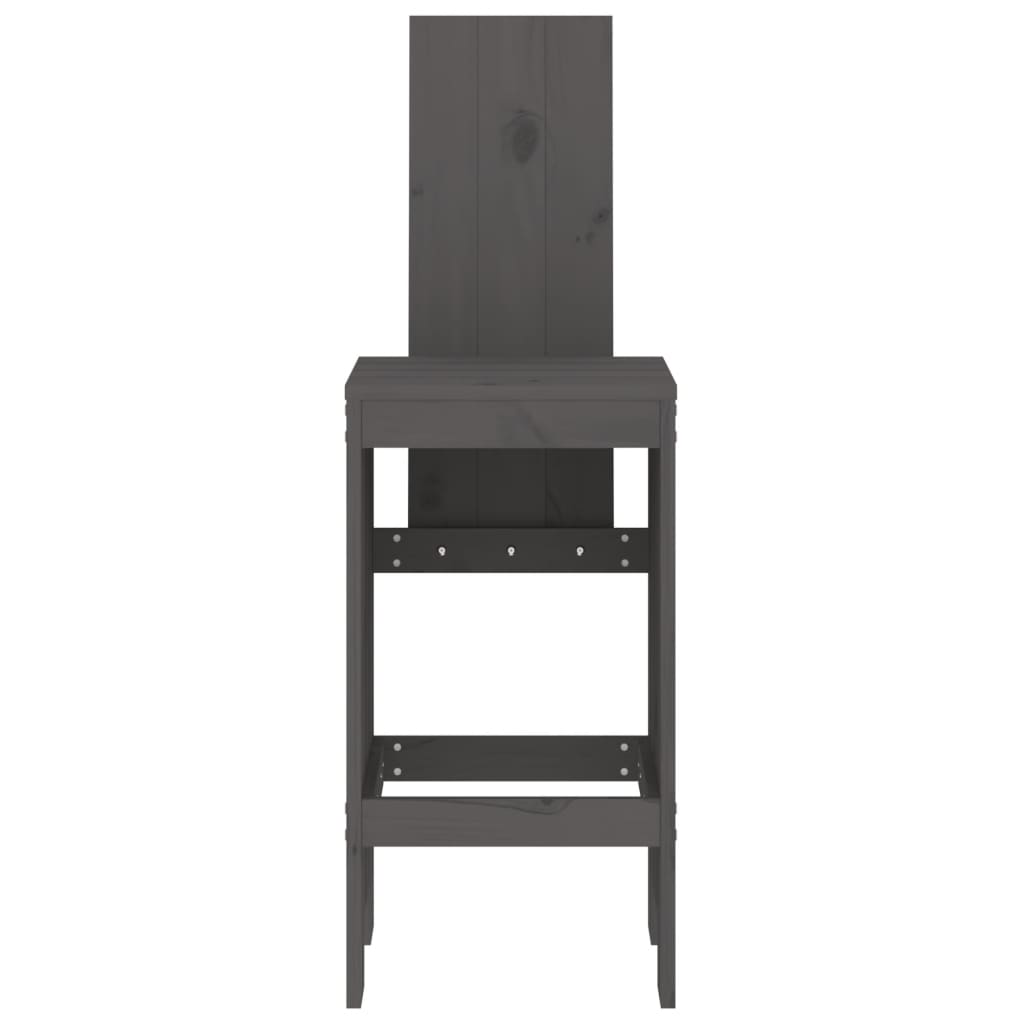 vidaXL Σκαμπό Μπαρ 2 Τεμ. Γκρι 40 x 42 x 120 εκ. από Μασίφ Ξύλο Πεύκου