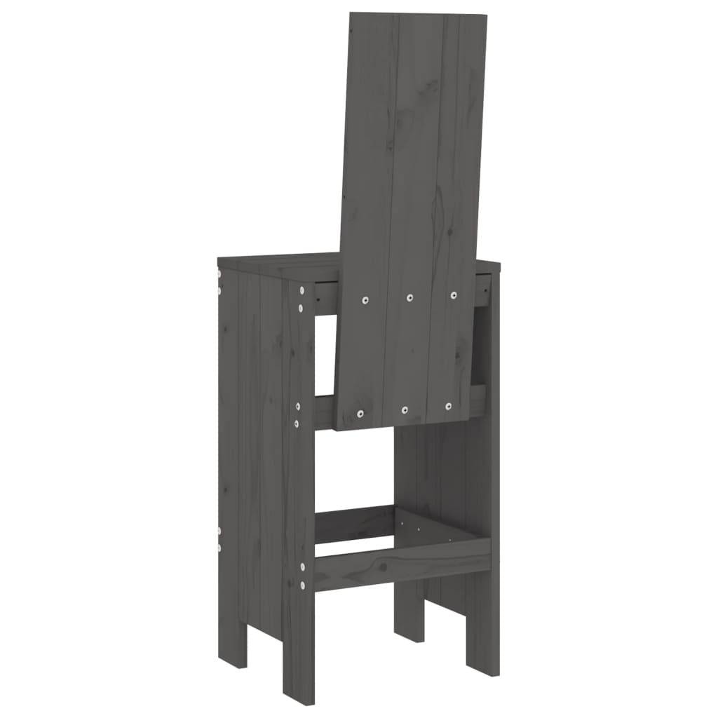 vidaXL Σκαμπό Μπαρ 2 Τεμ. Γκρι 40 x 42 x 120 εκ. από Μασίφ Ξύλο Πεύκου