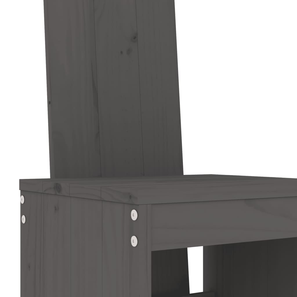 vidaXL Σκαμπό Μπαρ 2 Τεμ. Γκρι 40 x 42 x 120 εκ. από Μασίφ Ξύλο Πεύκου