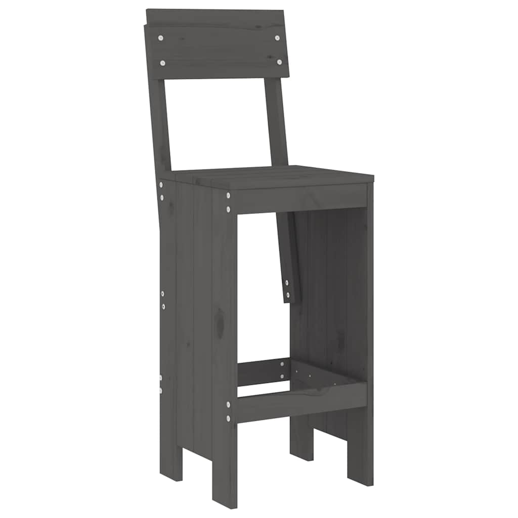 vidaXL Σκαμπό Μπαρ 2 τεμ. Γκρι 40 x 48,5 x 115,5εκ. Μασίφ Ξύλο Πεύκου