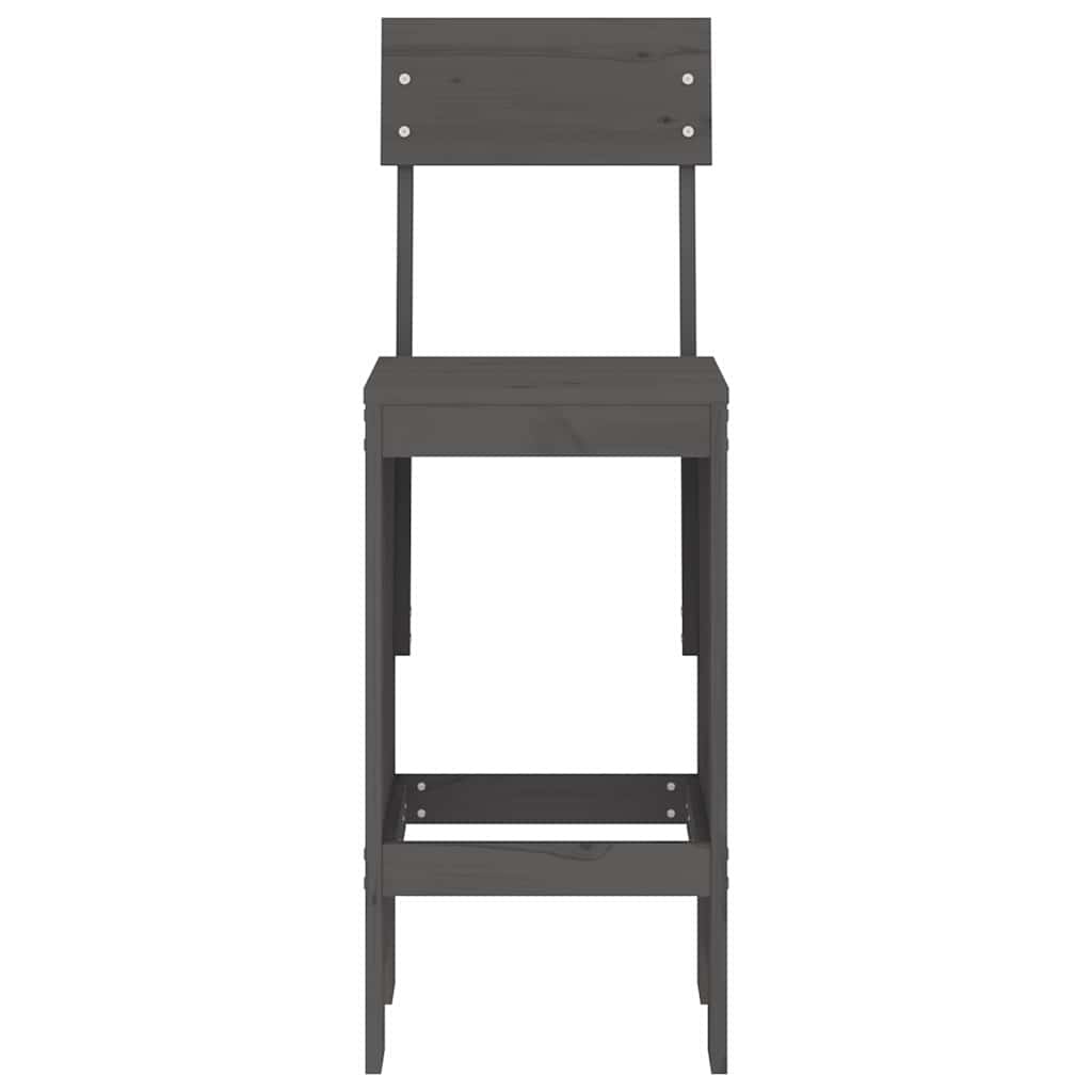 vidaXL Σκαμπό Μπαρ 2 τεμ. Γκρι 40 x 48,5 x 115,5εκ. Μασίφ Ξύλο Πεύκου