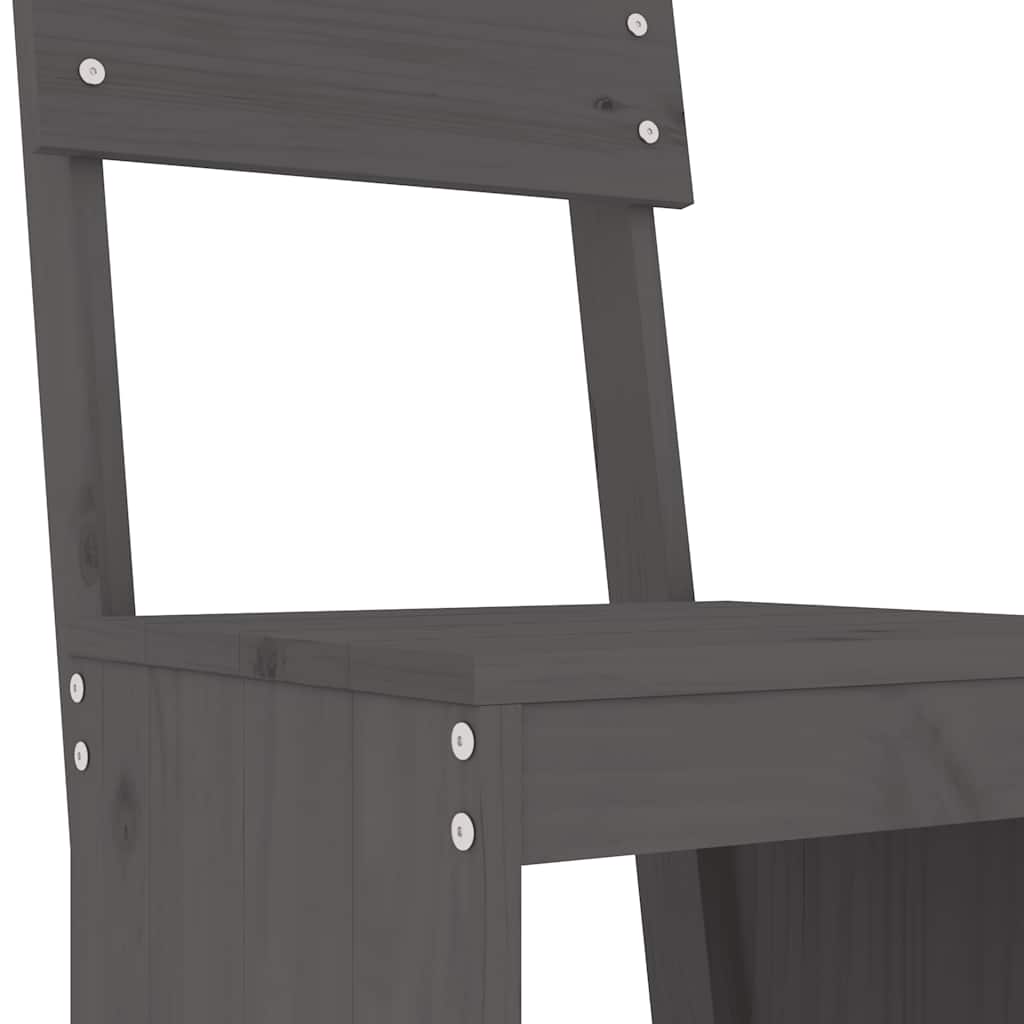 vidaXL Σκαμπό Μπαρ 2 τεμ. Γκρι 40 x 48,5 x 115,5εκ. Μασίφ Ξύλο Πεύκου