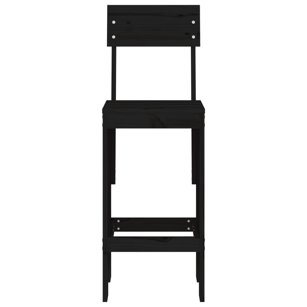 vidaXL Σκαμπό Μπαρ 2 τεμ. Μαύρα 40 x 48,5 x 115,5εκ. Μασίφ Ξύλο Πεύκου