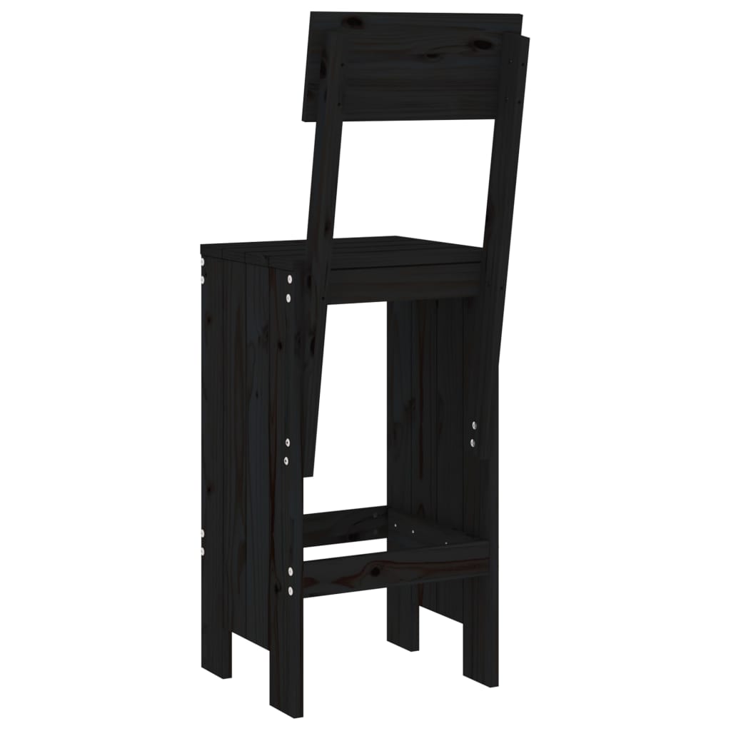 vidaXL Σκαμπό Μπαρ 2 τεμ. Μαύρα 40 x 48,5 x 115,5εκ. Μασίφ Ξύλο Πεύκου