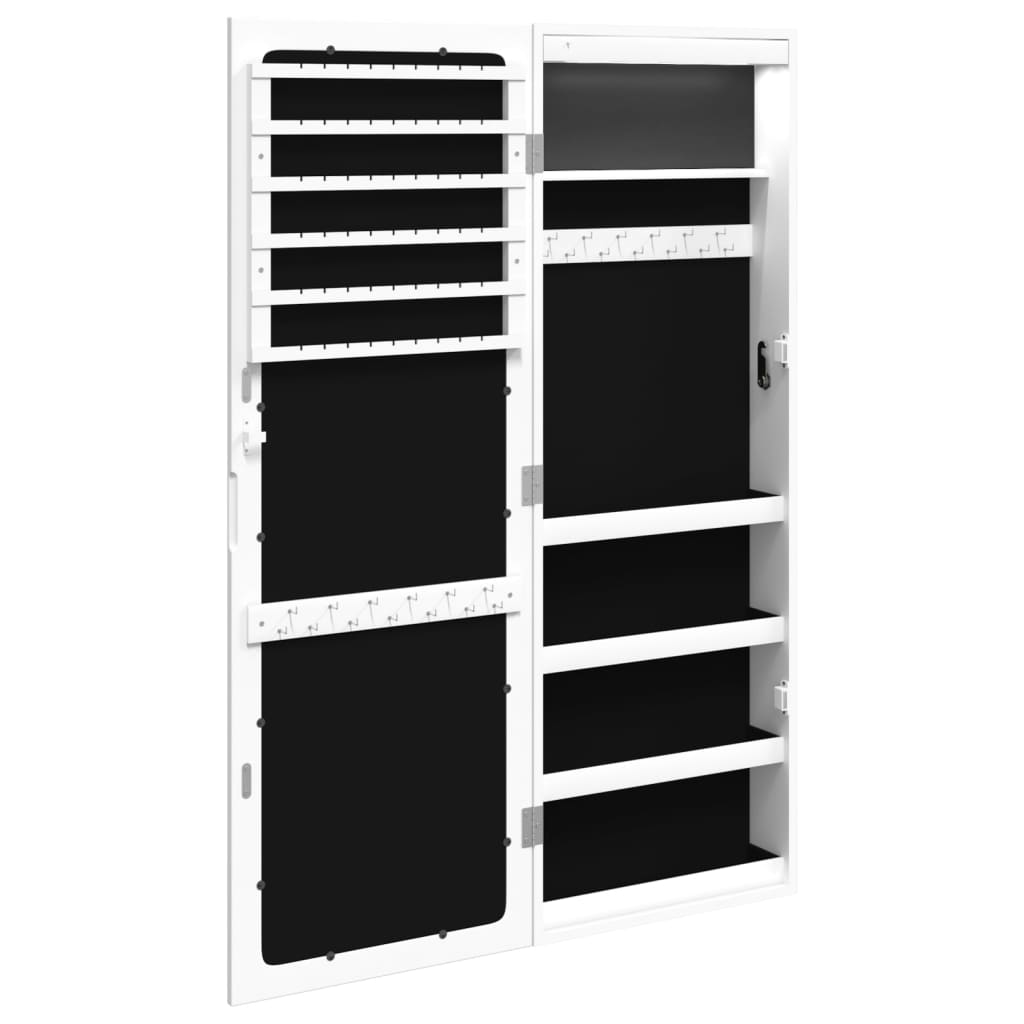 vidaXL Έπιπλο Κοσμημάτων με Καθρέφτη/LED Φώτα Επιτοίχιο Λευκό