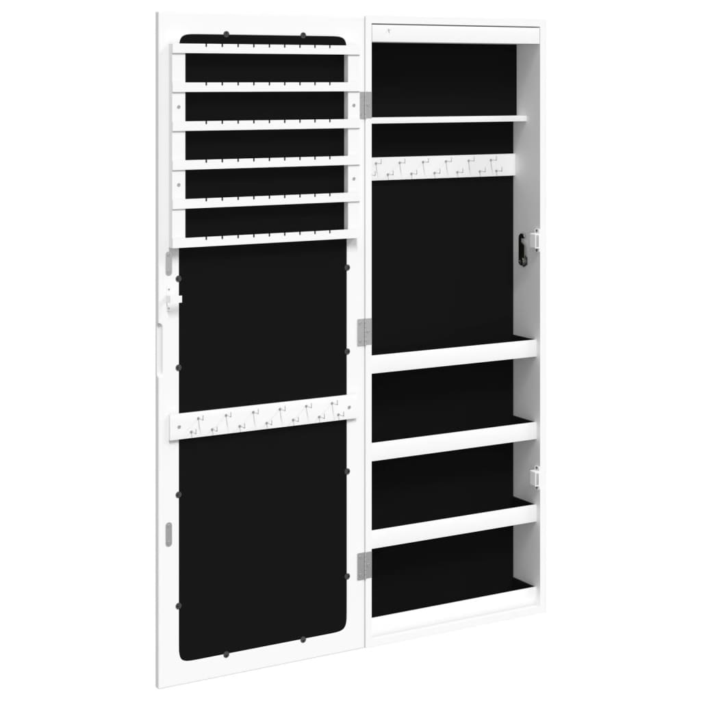 vidaXL Έπιπλο Κοσμημάτων με Καθρέφτη/LED Φώτα Επιτοίχιο Λευκό