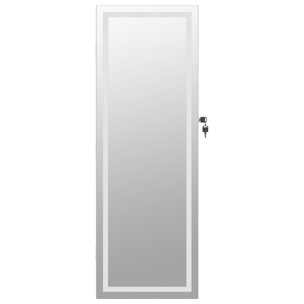 vidaXL Έπιπλο Κοσμημάτων με Καθρέφτη/LED Φώτα Επιτοίχιο Λευκό