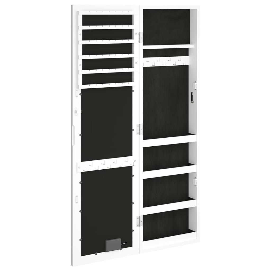 vidaXL Έπιπλο Κοσμημάτων με Καθρέφτη/LED Φώτα Επιτοίχιο Λευκό