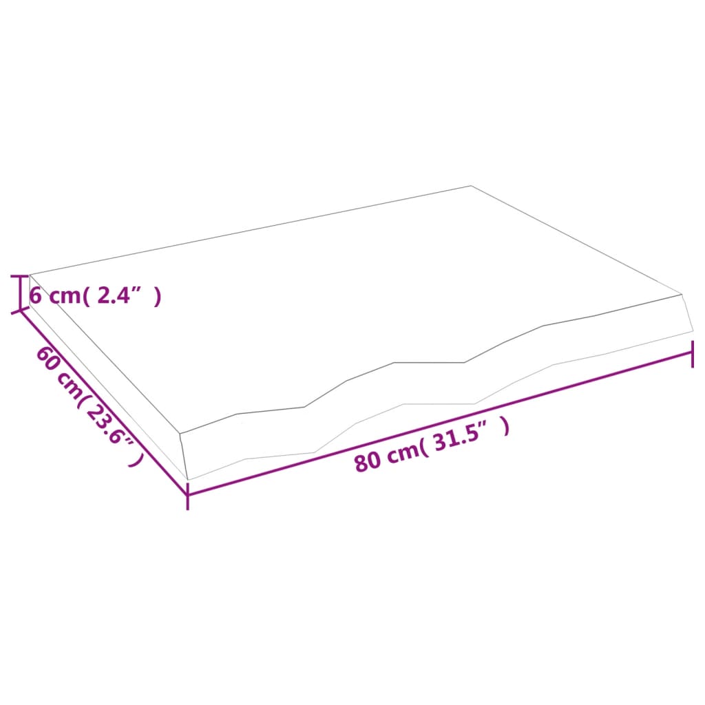 vidaXL Ράφι Τοίχου 80x60x(2-6) εκ. από Ακατέργαστο Μασίφ Ξύλο Δρυός