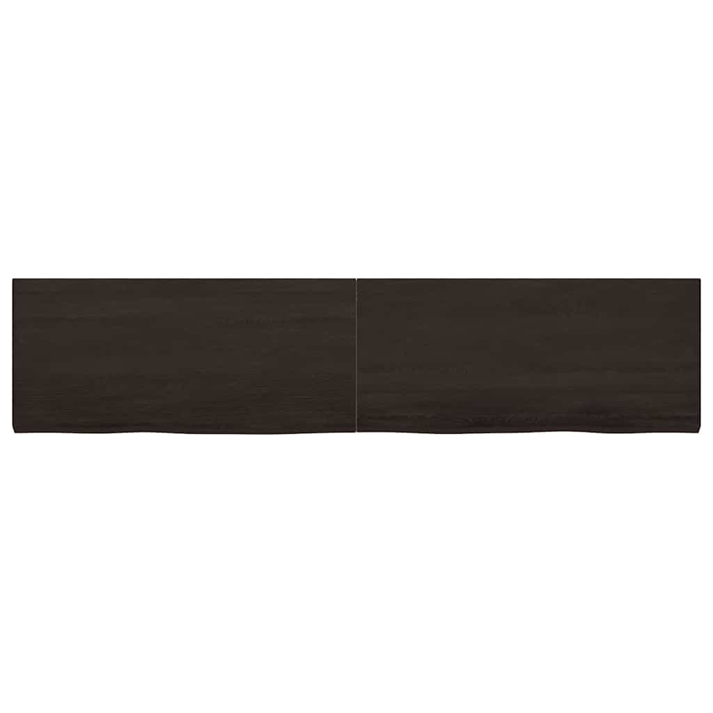 vidaXL Ράφι Τοίχου Σκούρο Καφέ 220x50x(2-4) εκ. Επεξ. Μασίφ Ξύλο Δρυός