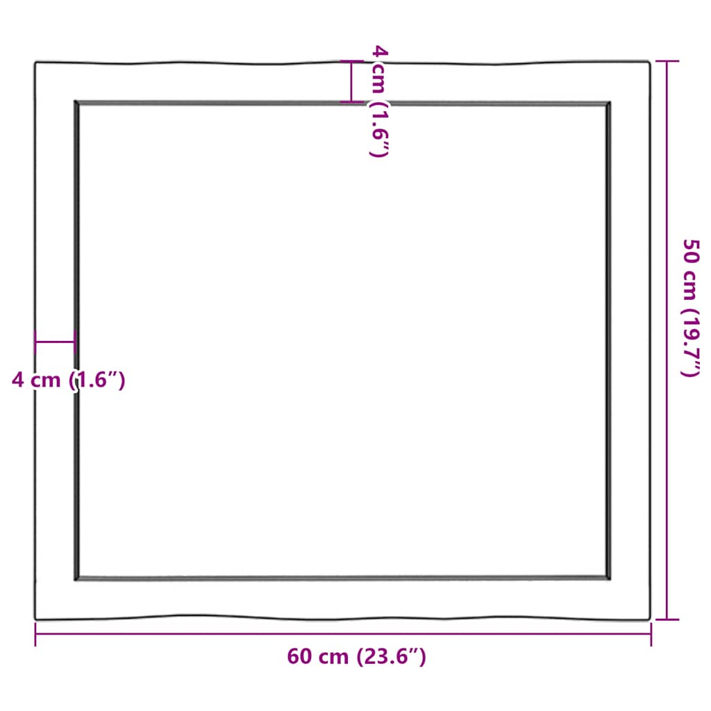 vidaXL Επιφ Τραπεζιού Αν Καφέ 60x50x(2-6)εκ. Ακατέργ. Μασίφ Ξύλο Δρυός
