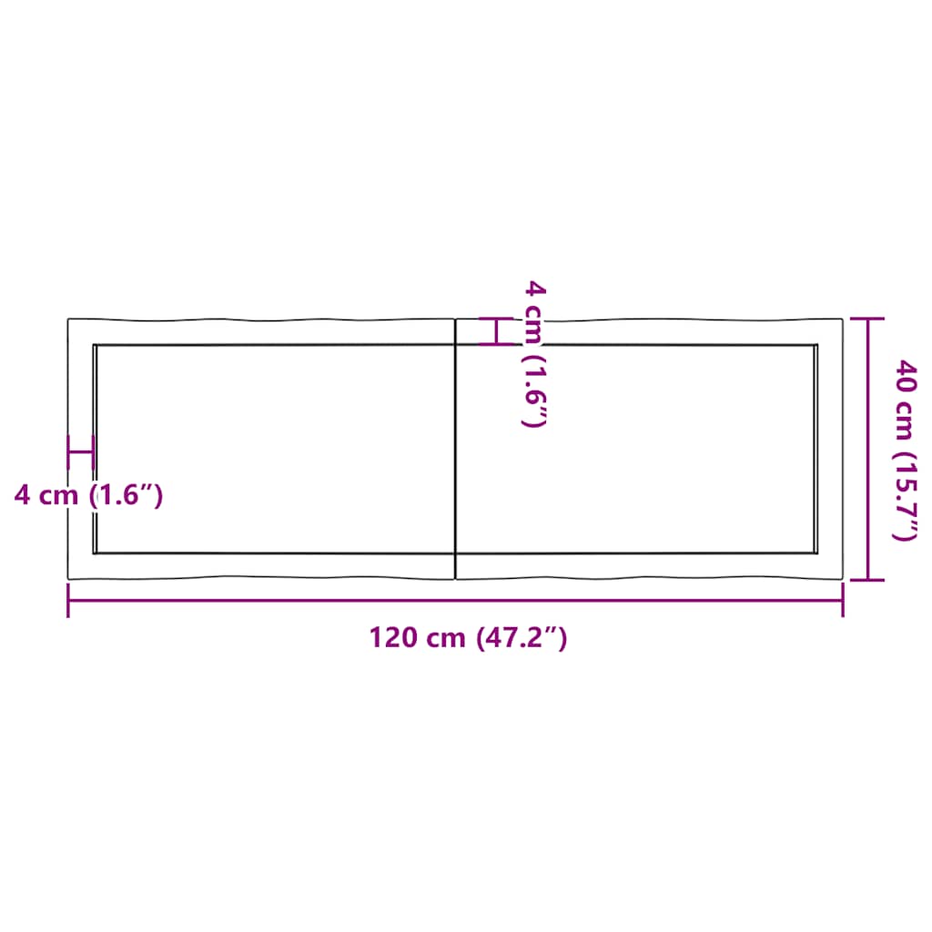 vidaXL Επιφ Τραπεζιού Αν Καφέ 120x40x(2-4)εκ.Ακατέργ. Μασίφ Ξύλο Δρυός