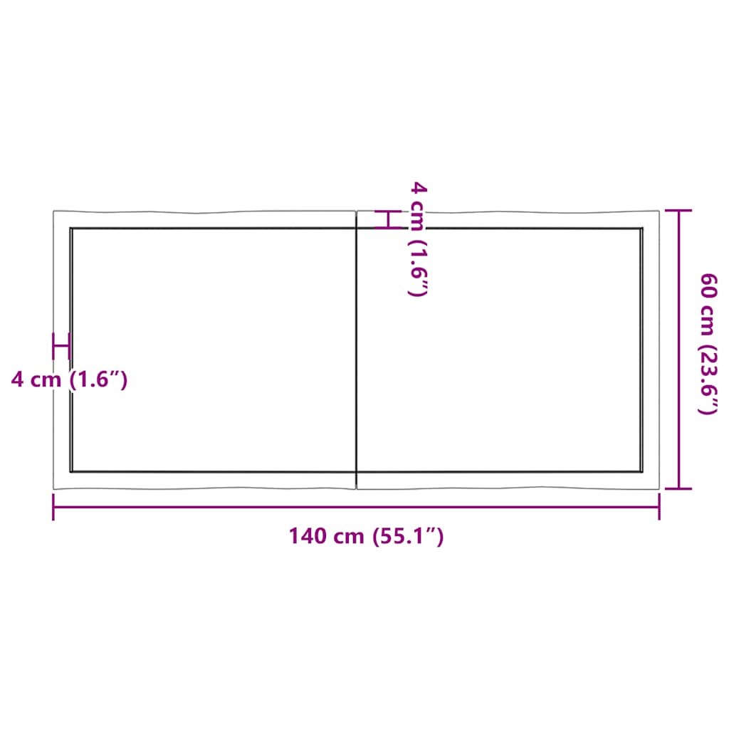 vidaXL Επιφ Τραπεζιού Αν Καφέ 140x60x(2-6)εκ.Ακατέργ. Μασίφ Ξύλο Δρυός