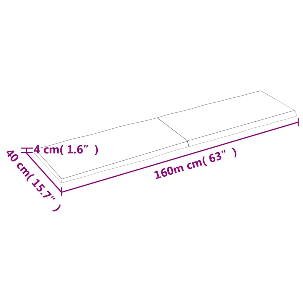 vidaXL Επιφ Τραπεζιού Αν Καφέ 160x40x(2-4)εκ.Ακατέργ. Μασίφ Ξύλο Δρυός