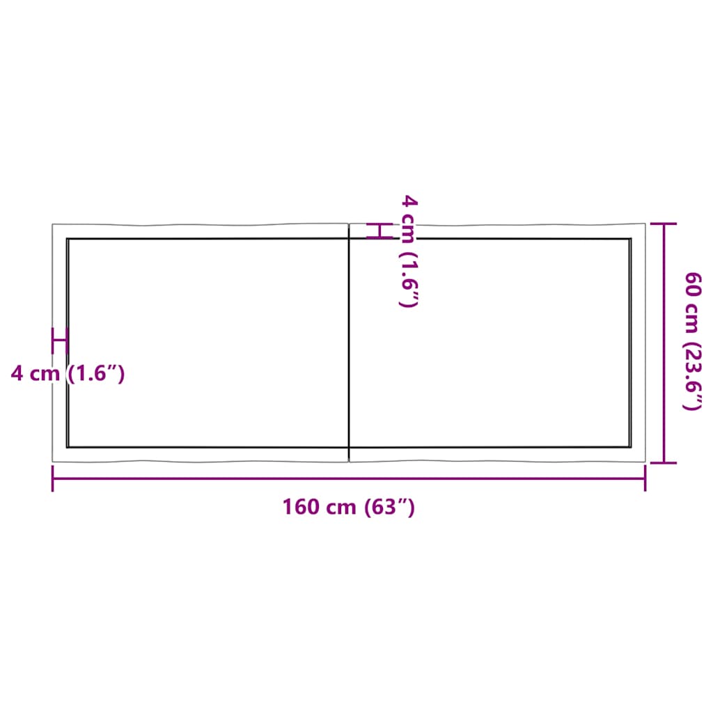 vidaXL Επιφ Τραπεζιού Αν Καφέ 160x60x(2-4)εκ.Ακατέργ. Μασίφ Ξύλο Δρυός