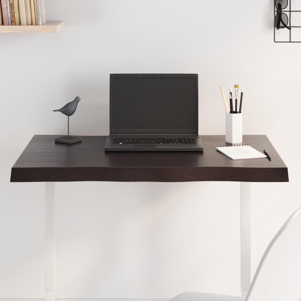 vidaXL Επιφ Τραπεζιού Αν Καφέ 80x50x(2-4)εκ. Ακατέργ. Μασίφ Ξύλο Δρυός