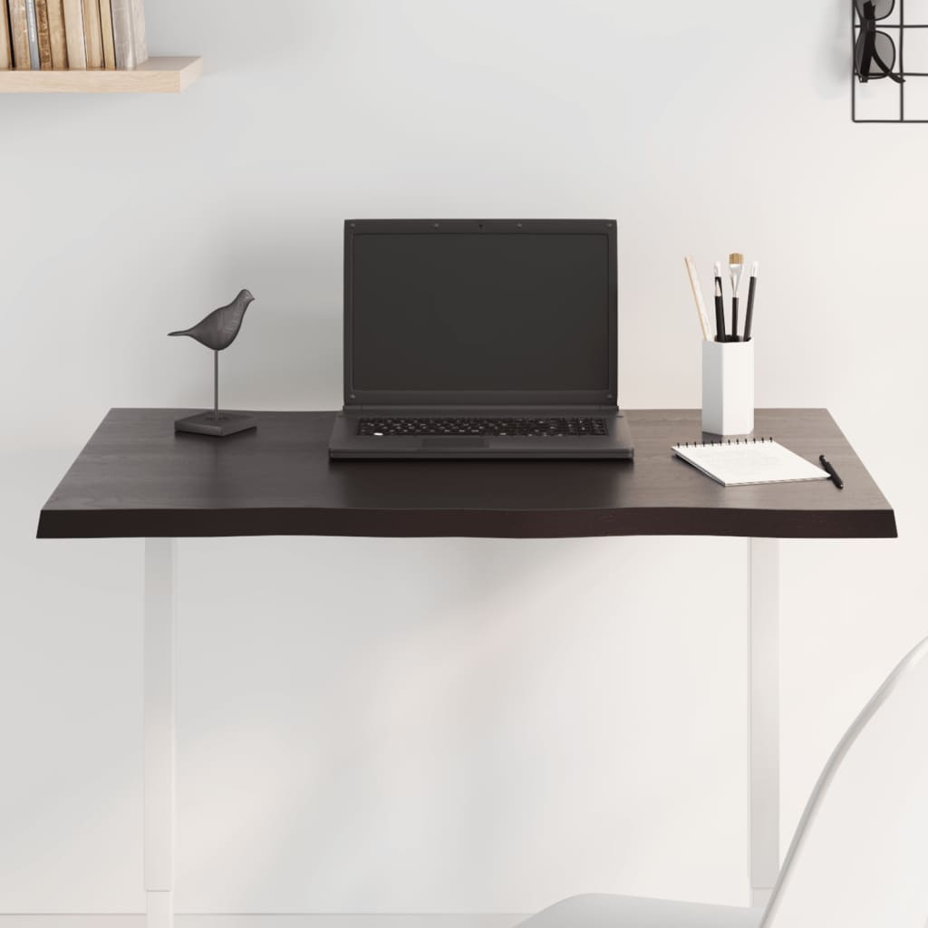 vidaXL Επιφ Τραπεζιού Σκ Καφέ 80x60x2εκ. Επ Μασίφ Ξύλο Δρυός Live Edge