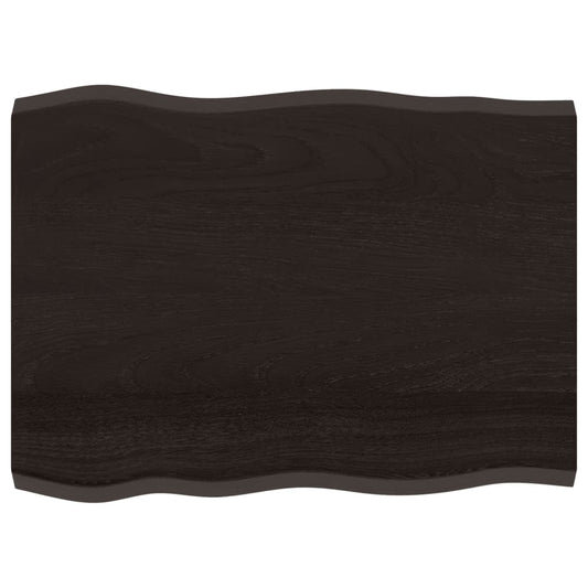 vidaXL Επιφ Τραπεζιού Αν Καφέ 80x60x(2-4)εκ. Ακατέργ. Μασίφ Ξύλο Δρυός