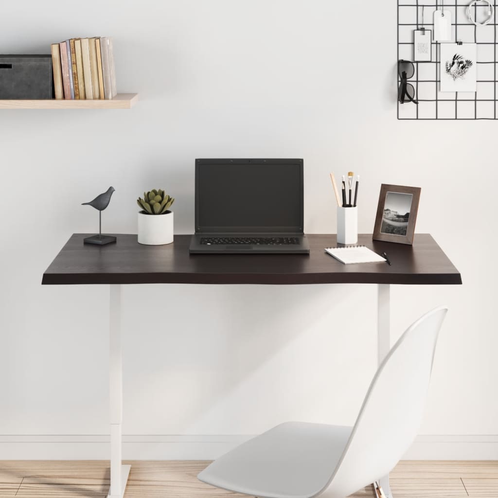 vidaXL Επιφ Τραπεζιού Σκ Καφέ100x50x2εκ. Επ Μασίφ Ξύλο Δρυός Live Edge