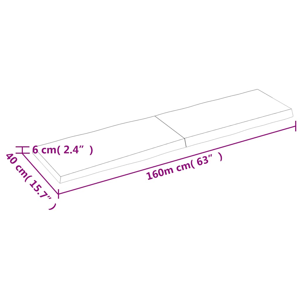 vidaXL Επιφ Τραπεζιού Αν Καφέ 160x40x(2-6)εκ.Ακατέργ. Μασίφ Ξύλο Δρυός