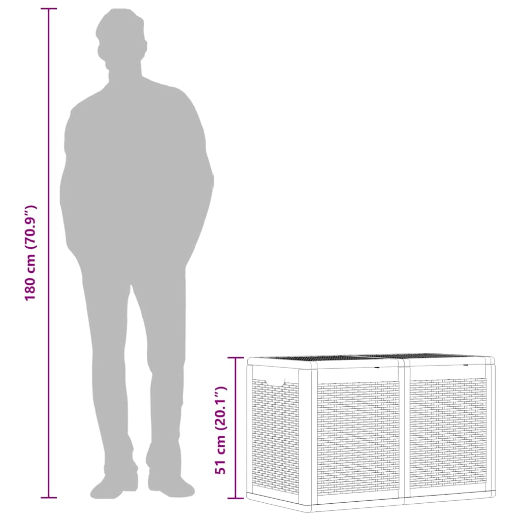 vidaXL Μπαούλο Αποθήκευσης Κήπου Γκρι 180 Λίτρων από Ρατάν Πολυπρ/νίου