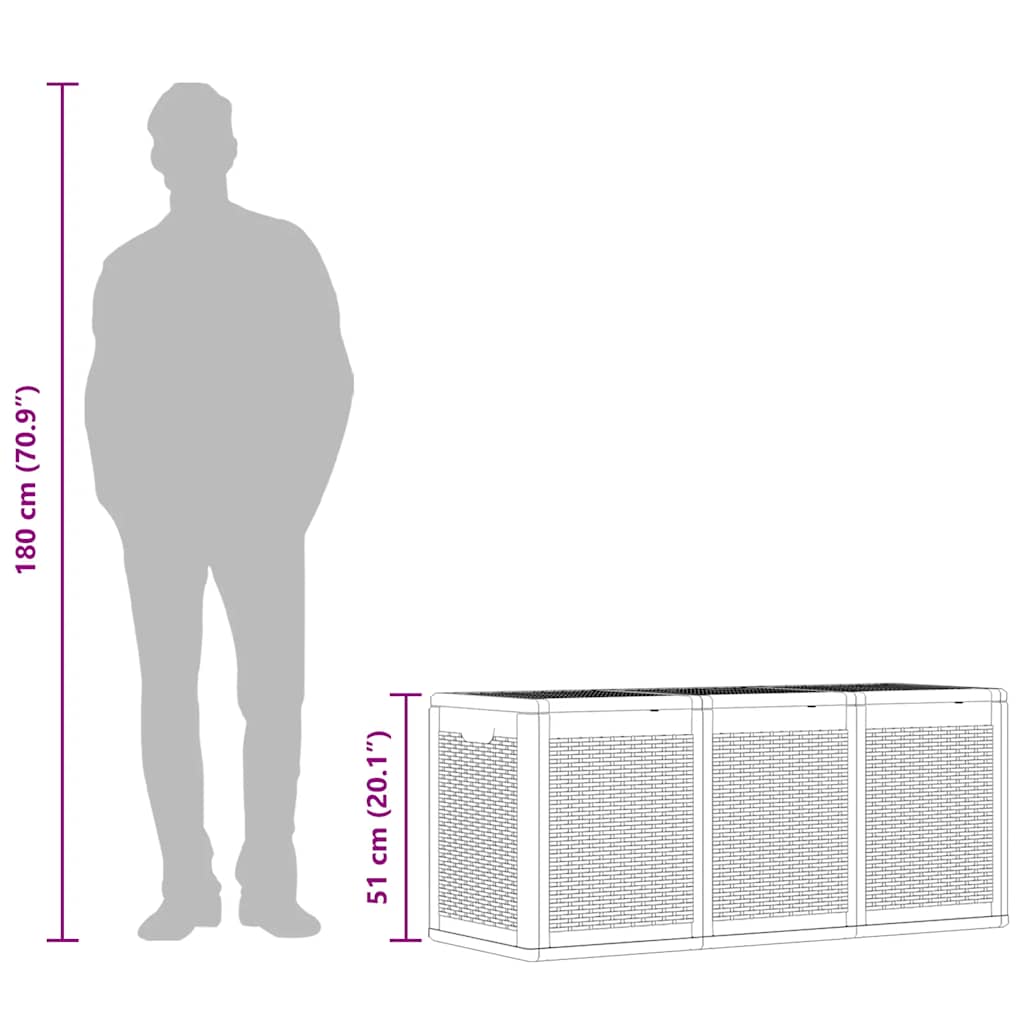 vidaXL Μπαούλο Αποθήκευσης Κήπου Γκρι 270 Λίτρων από Ρατάν Πολυπρ/νίου