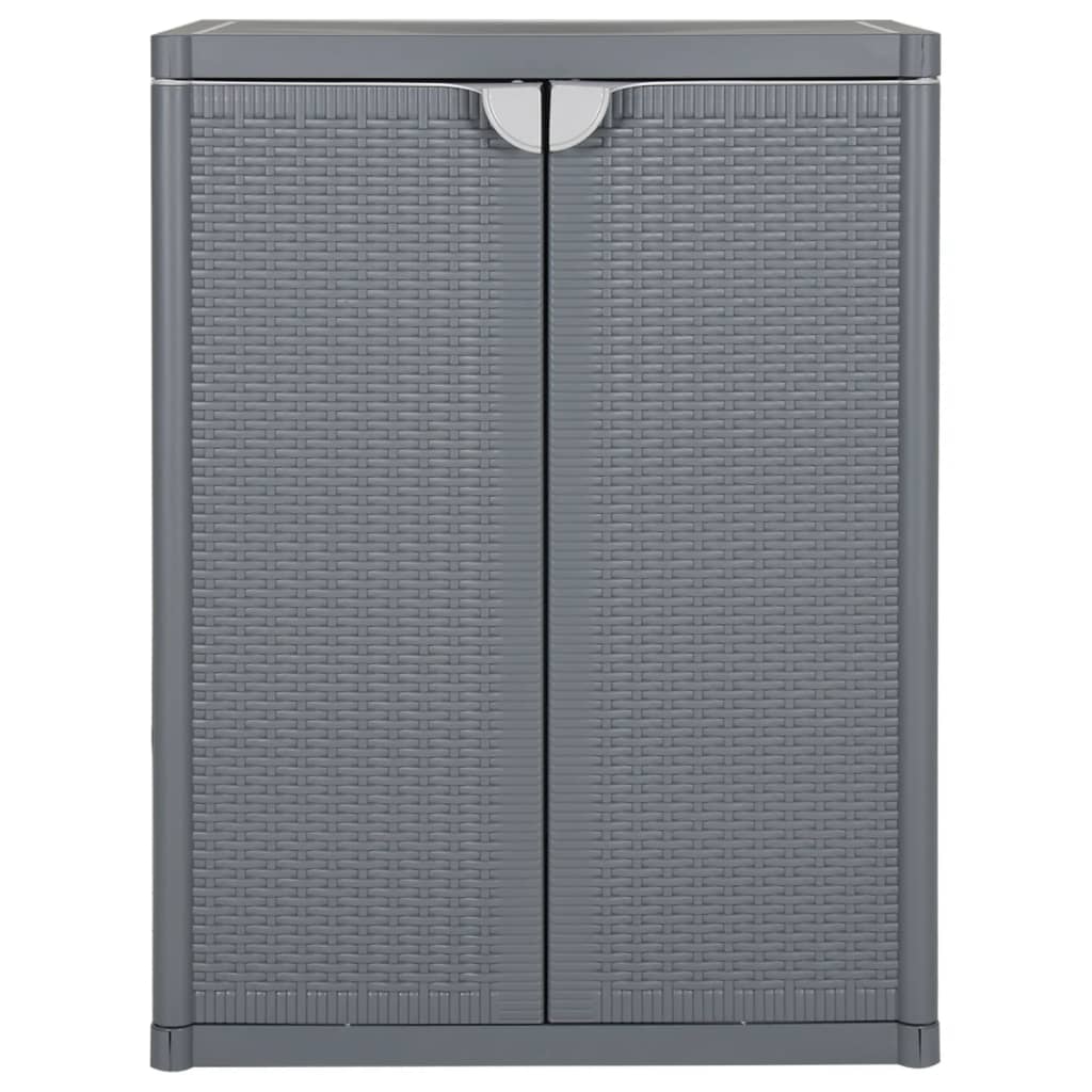 vidaXL Ντουλάπι Αποθήκευσης Κήπου Γκρι 65x45x88 εκ. από Ρατάν PP
