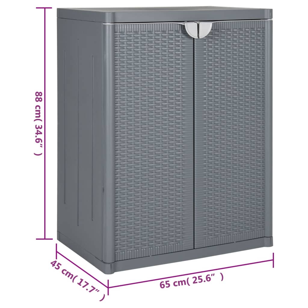 vidaXL Ντουλάπι Αποθήκευσης Κήπου Γκρι 65x45x88 εκ. από Ρατάν PP