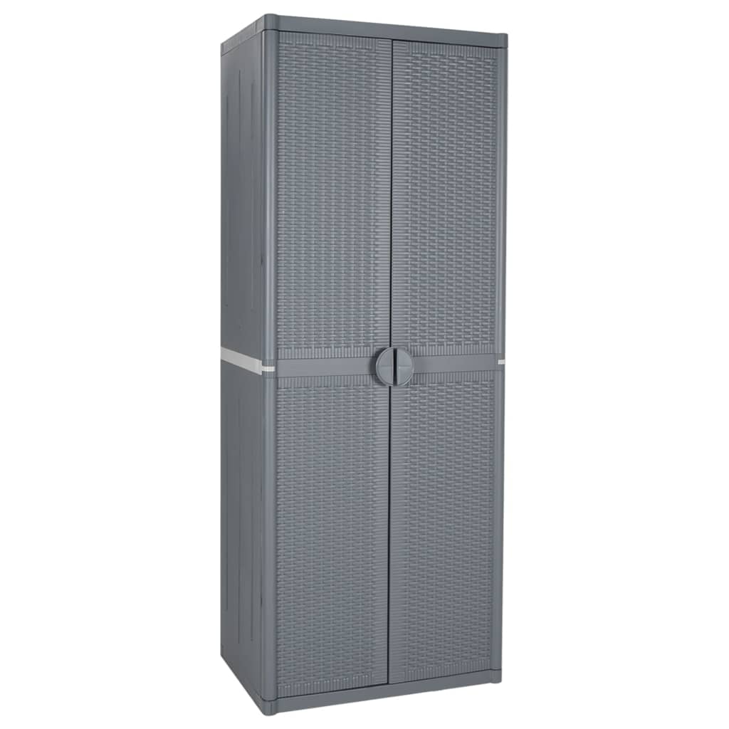 vidaXL Ντουλάπι Αποθήκευσης Κήπου Γκρι 65x45x172 εκ. από Ρατάν PP