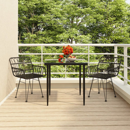 vidaXL Σετ Επίπλων Bistro Κήπου 3 τεμ. από Μαύρο Συνθετικό Ρατάν
