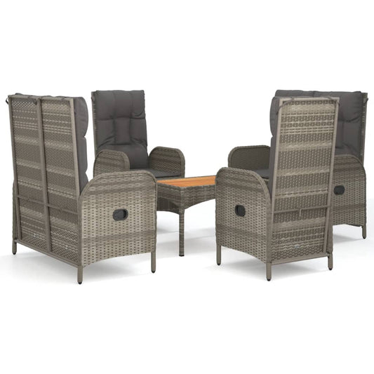 vidaXL Σετ Τραπεζαρίας Κήπου 5 τεμ. Γκρι Συνθ. Ρατάν με Μαξιλάρια