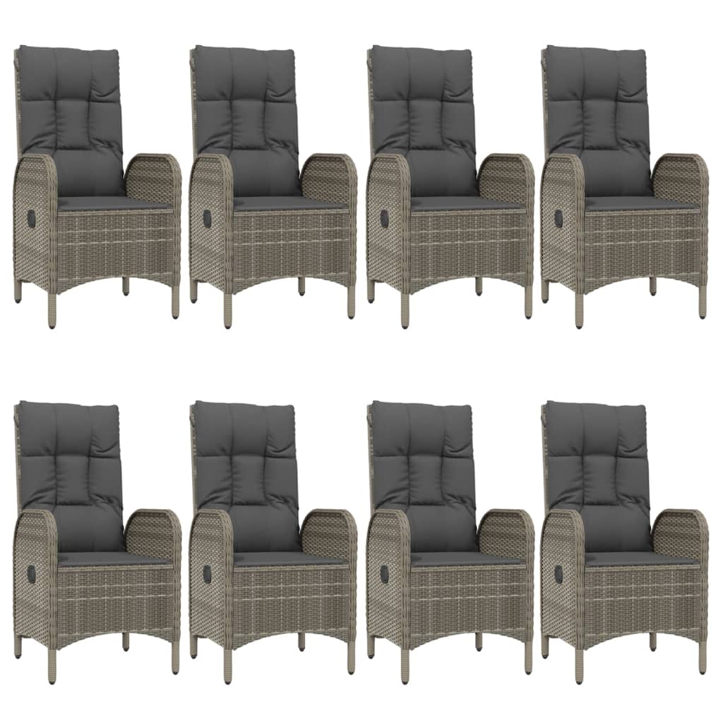 vidaXL Σετ Τραπεζαρίας Κήπου 9 τεμ Μαύρο&Γκρι Συνθ. Ρατάν με Μαξιλάρια