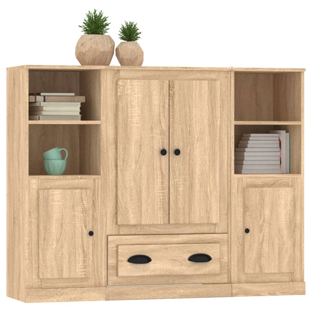 vidaXL Ντουλάπια 3 τεμ. Sonoma Δρυς από Επεξεργασμένο Ξύλο