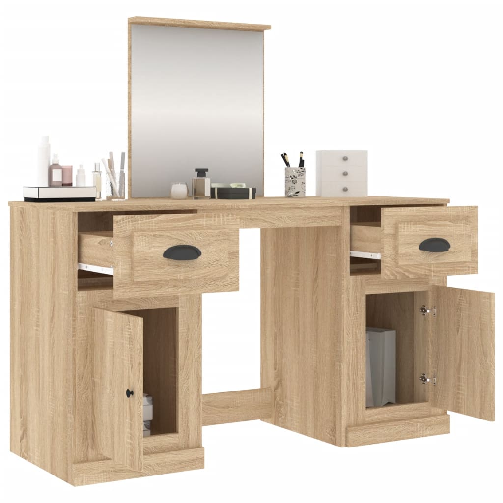 vidaXL Μπουντουάρ με Καθρέφτη Sonoma Δρυς 130x50x132,5 εκ.
