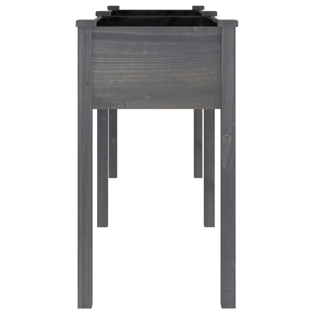 vidaXL Γλάστρα με Επένδυση Γκρι 161x45x76 εκ. από Μασίφ Ξύλο Ελάτης