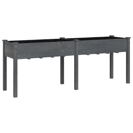 vidaXL Γλάστρα με Επένδυση Γκρι 203x53x76 εκ. από Μασίφ Ξύλο Ελάτης