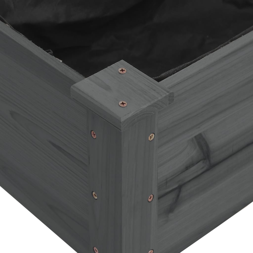 vidaXL Ζαρντινιέρα Υπερυψ. με Επένδυση Γκρι 120x60x25 εκ. Μασίφ Ελάτη