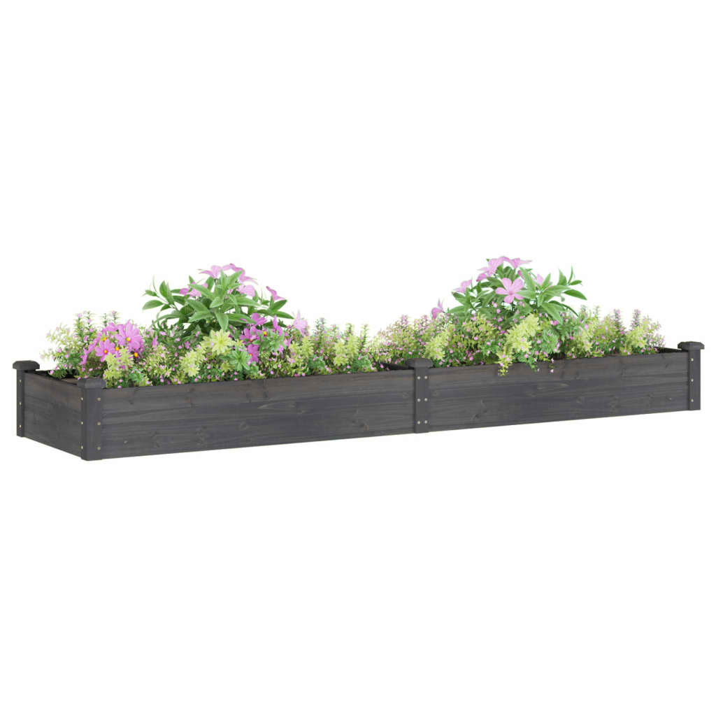 vidaXL Ζαρντινιέρα Υπερυψ. με Επένδυση Γκρι 240x60x25 εκ. Μασίφ Ελάτη