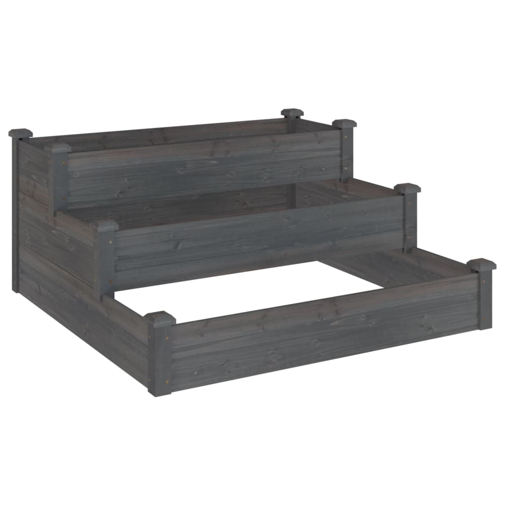 vidaXL Ζαρντινιέρα Υπερυψωμένη Γκρι 120x120x56 εκ. Μασίφ Ξύλο Ελάτης