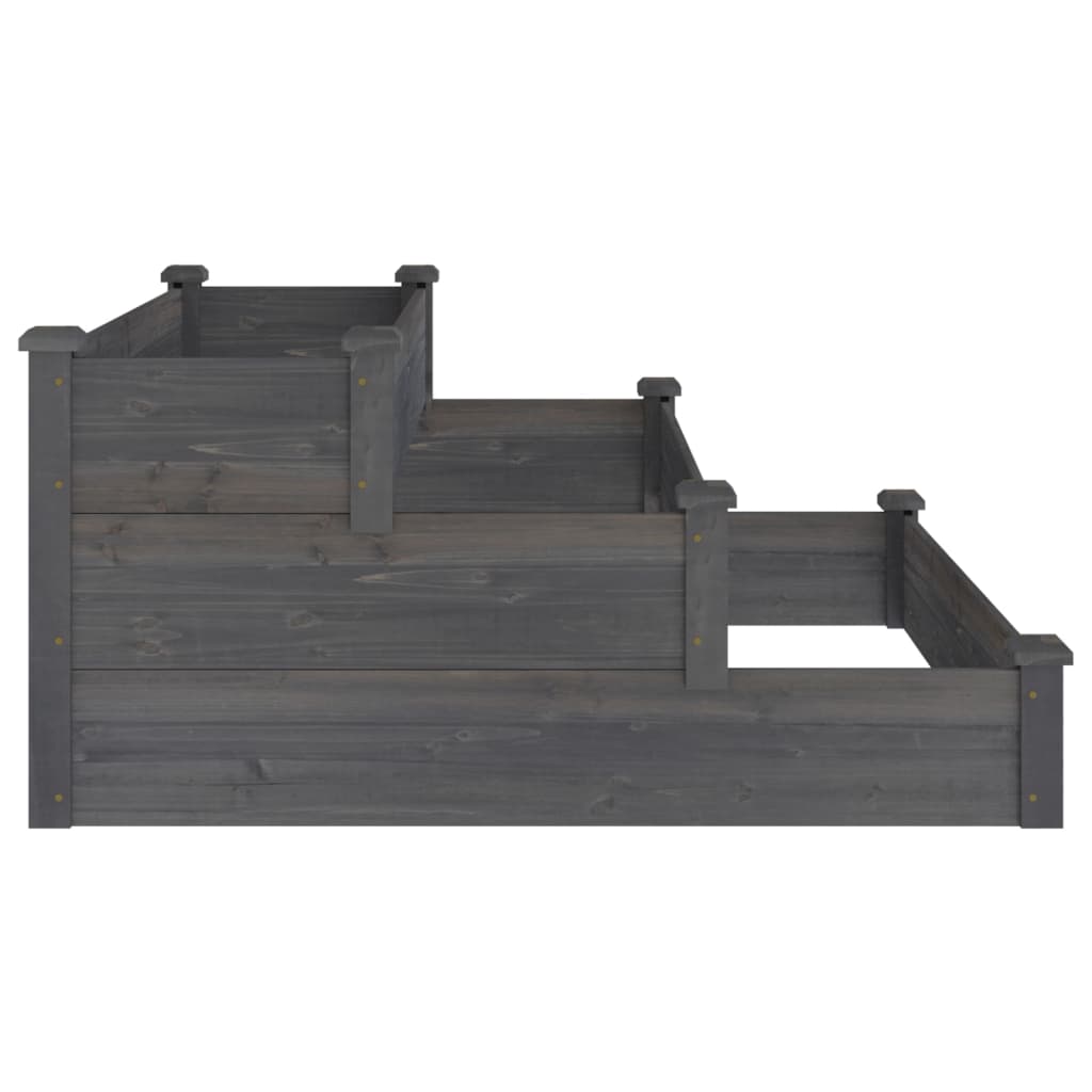 vidaXL Ζαρντινιέρα Υπερυψωμένη Γκρι 120x120x56 εκ. Μασίφ Ξύλο Ελάτης