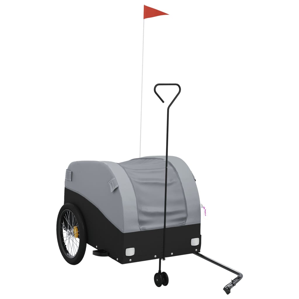 vidaXL Τρέιλερ Ποδηλάτου Μαύρο και Γκρι 45 Κιλά από Σίδερο