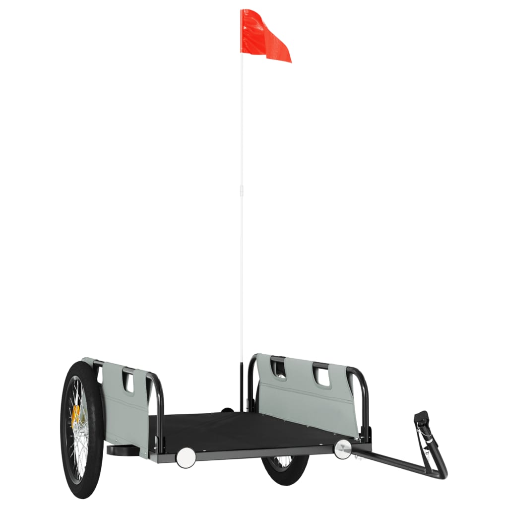 vidaXL Τρέιλερ Ποδηλάτου Κατοικίδιων Γκρι Ύφασμα Oxford/Σίδηρος