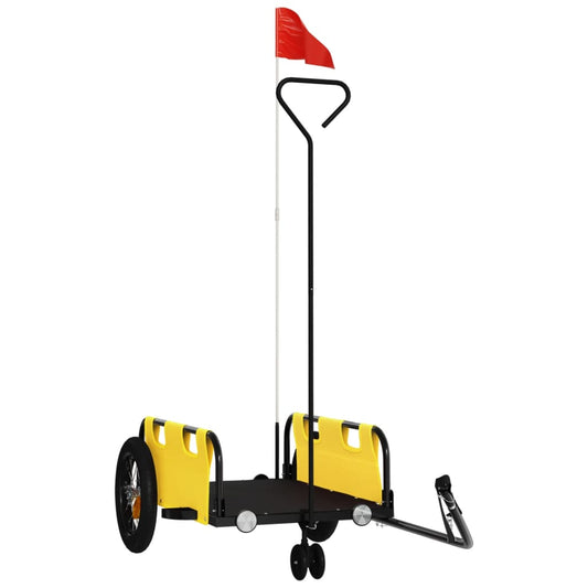 vidaXL Τρέιλερ Ποδηλάτου Κίτρινο Ύφασμα Oxford/Σίδηρο