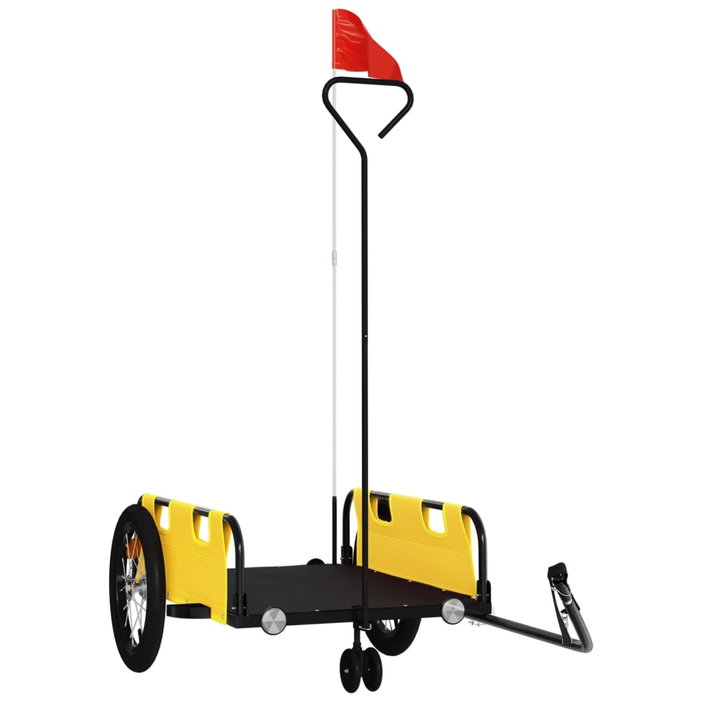 vidaXL Τρέιλερ Ποδηλάτου Κίτρινο Ύφασμα Oxford/Σίδηρο