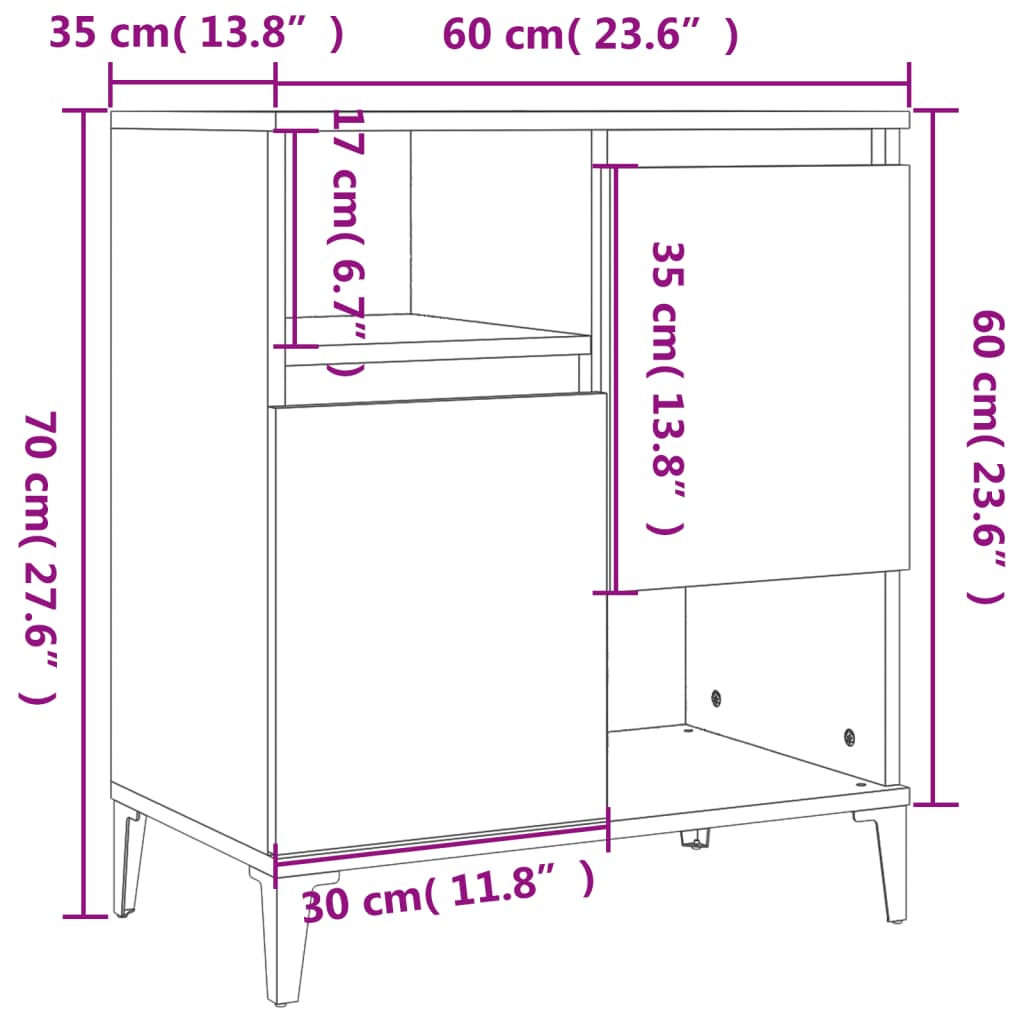 vidaXL Ντουλάπια 2 τεμ. Sonoma Δρυς 60x35x70 εκ. Επεξεργασμένο Ξύλο