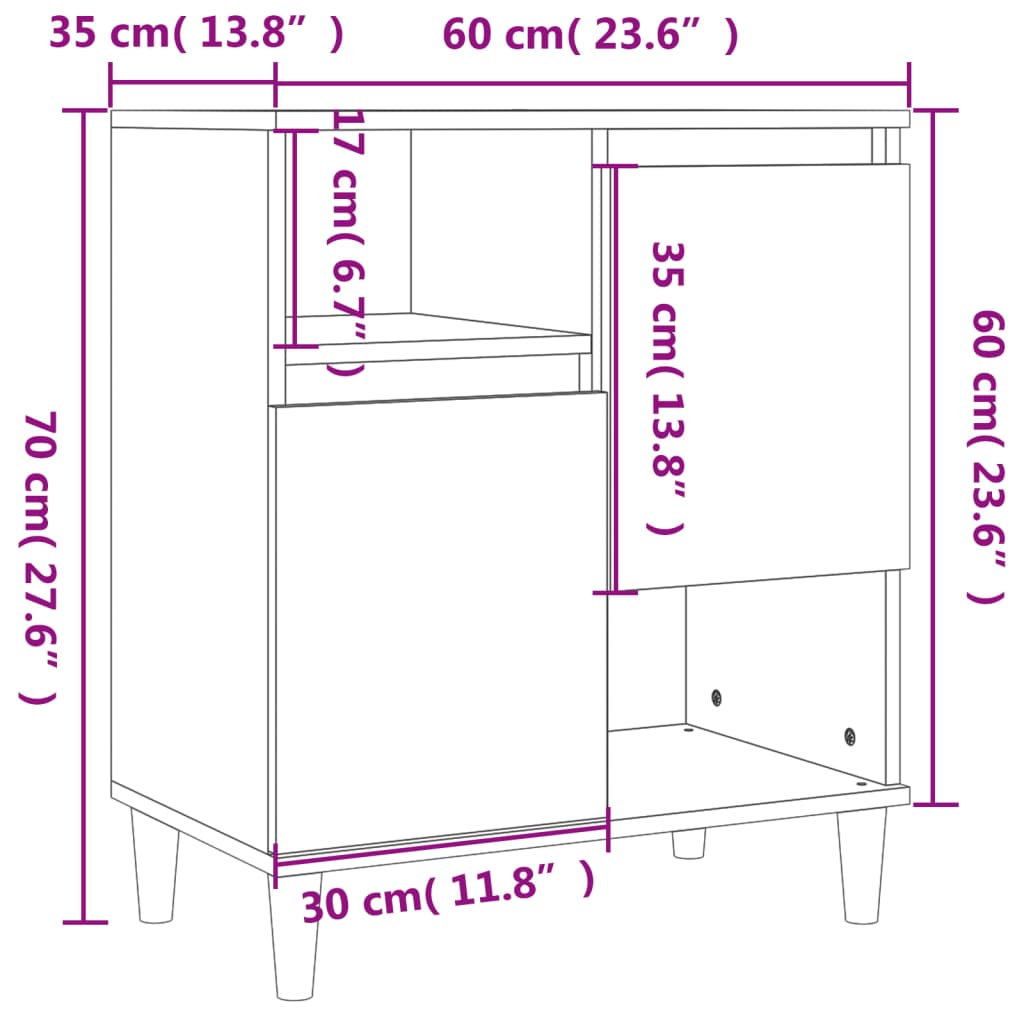 vidaXL Ντουλάπια 3 τεμ. Sonoma Δρυς 60x35x70 εκ. Επεξεργασμένο Ξύλο
