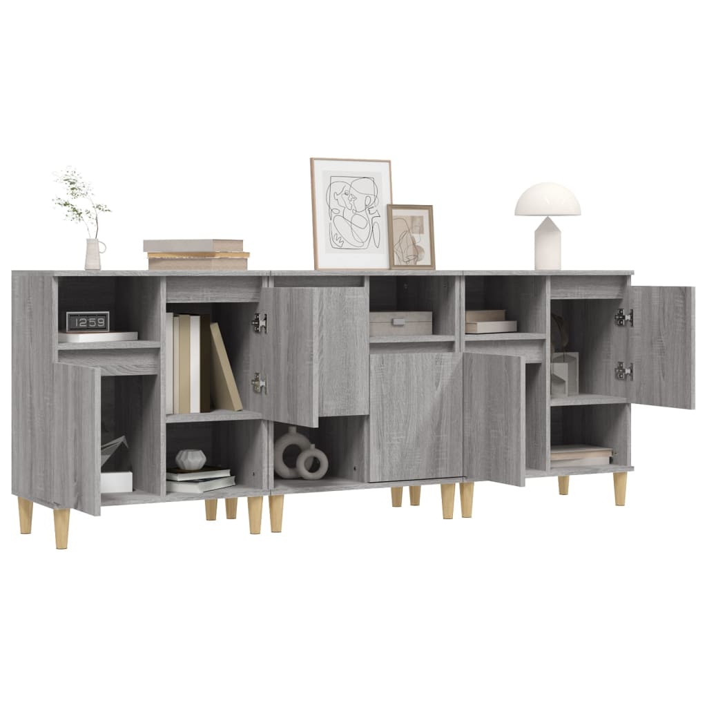 vidaXL Ντουλάπι 3 τεμ. Γκρι Sonoma 60x35x70 εκ. από Επεξεργασμένο Ξύλο